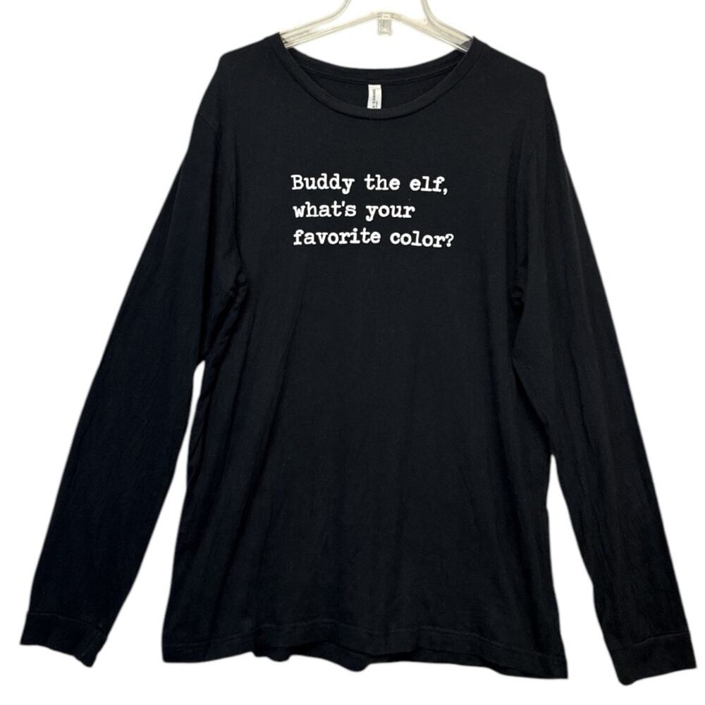 Buddy The Elf Graphic T-shirt Size XL black long sleeve Bella Canvas tee